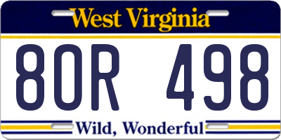 WV license plate 8OR498