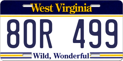 WV license plate 8OR499
