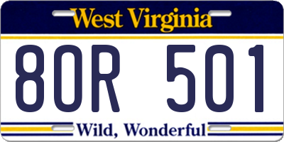 WV license plate 8OR501