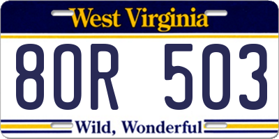 WV license plate 8OR503