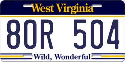 WV license plate 8OR504