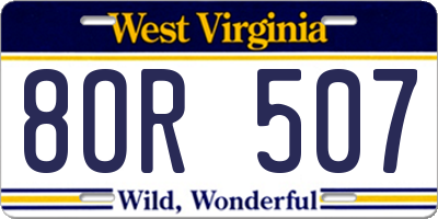 WV license plate 8OR507