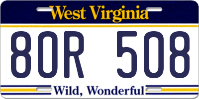 WV license plate 8OR508
