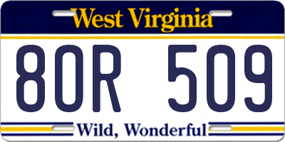 WV license plate 8OR509