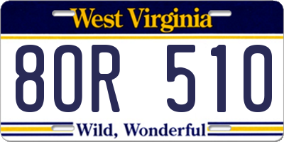 WV license plate 8OR510