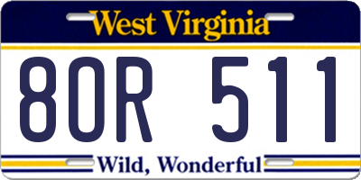 WV license plate 8OR511