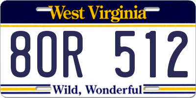 WV license plate 8OR512