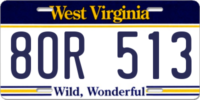 WV license plate 8OR513