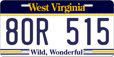 WV license plate 8OR515
