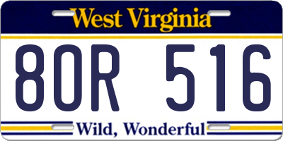 WV license plate 8OR516
