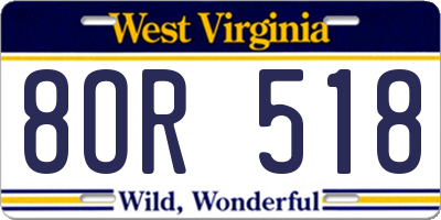 WV license plate 8OR518