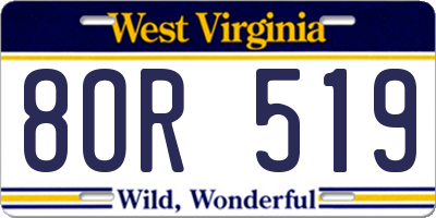 WV license plate 8OR519