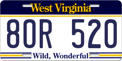WV license plate 8OR520