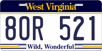 WV license plate 8OR521