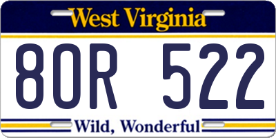 WV license plate 8OR522