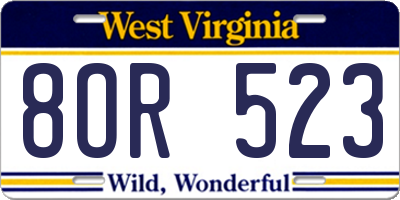 WV license plate 8OR523
