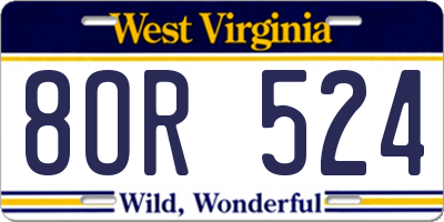 WV license plate 8OR524