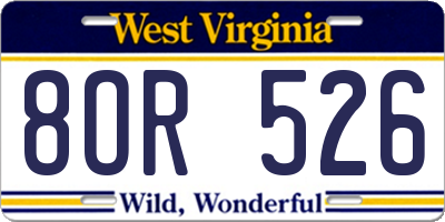 WV license plate 8OR526