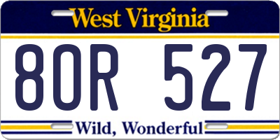 WV license plate 8OR527