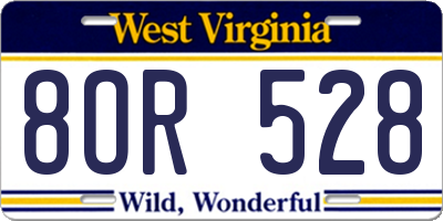 WV license plate 8OR528