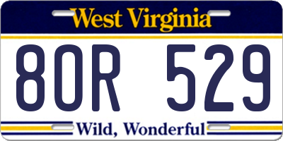 WV license plate 8OR529