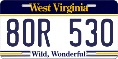 WV license plate 8OR530