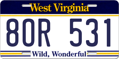 WV license plate 8OR531
