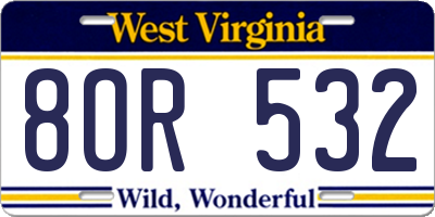 WV license plate 8OR532