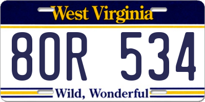 WV license plate 8OR534