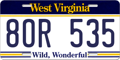 WV license plate 8OR535