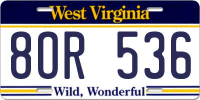 WV license plate 8OR536
