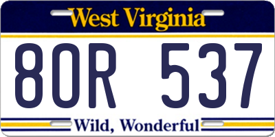 WV license plate 8OR537