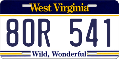 WV license plate 8OR541
