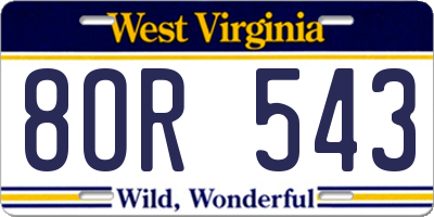 WV license plate 8OR543