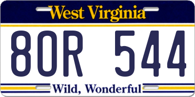 WV license plate 8OR544