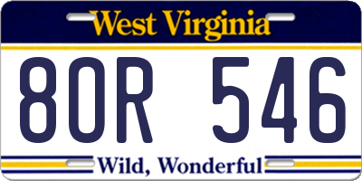 WV license plate 8OR546