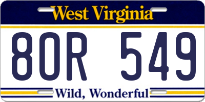 WV license plate 8OR549
