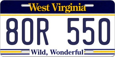 WV license plate 8OR550