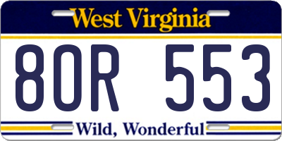 WV license plate 8OR553