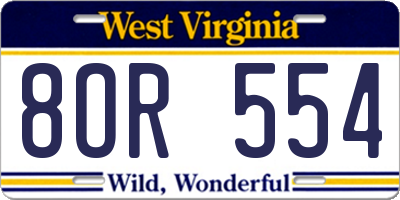 WV license plate 8OR554