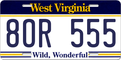 WV license plate 8OR555