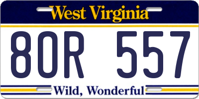 WV license plate 8OR557