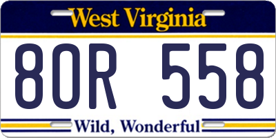 WV license plate 8OR558
