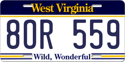 WV license plate 8OR559