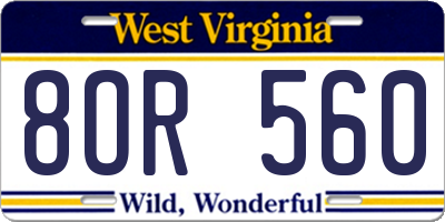 WV license plate 8OR560