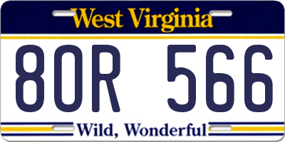 WV license plate 8OR566