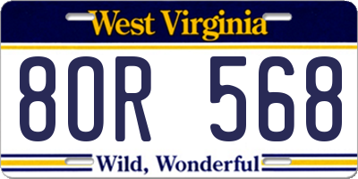 WV license plate 8OR568