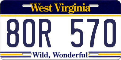 WV license plate 8OR570
