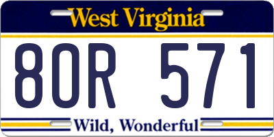 WV license plate 8OR571