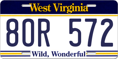 WV license plate 8OR572